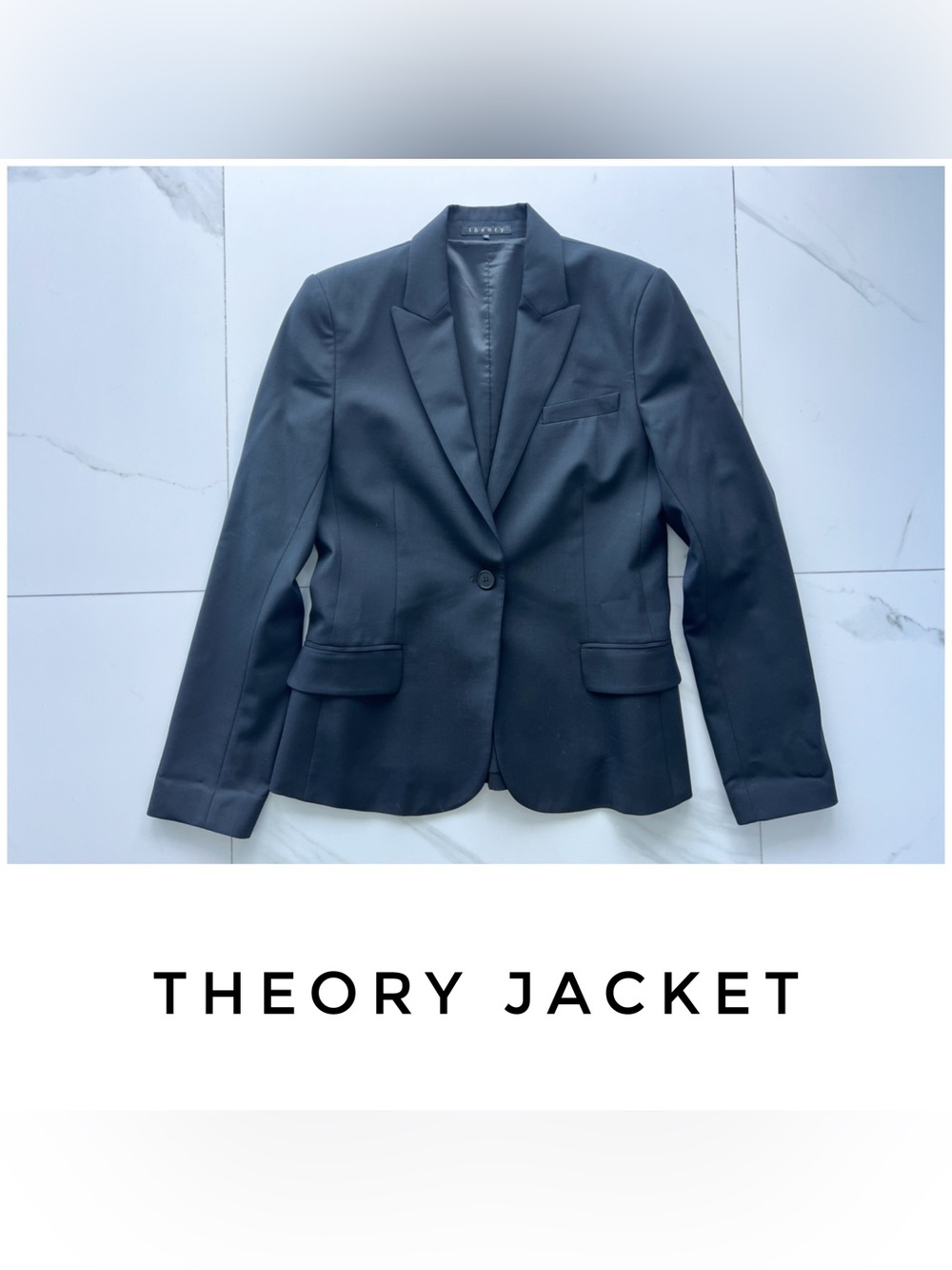 Theory jacket size 10 black wool blazer suit